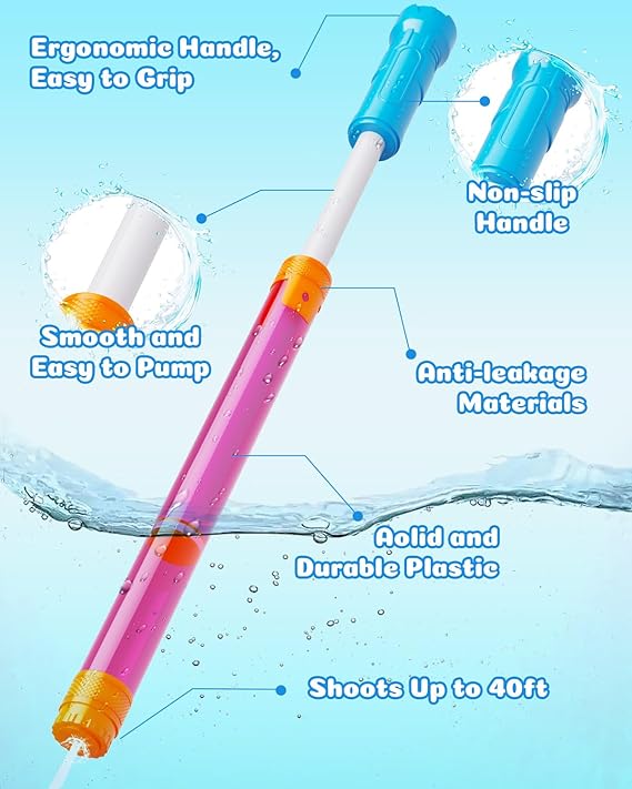 Water Gun Squirt Toys for Kids Adults: Shoot Up to 40 Feet - Outdoor Super Blaster Water Guns for Kids Age 3-4-5-8-12 Bulk - Fun Water Squirter Toy for Swimming Pool Beach Summer Outside Party Games nirvanaguru