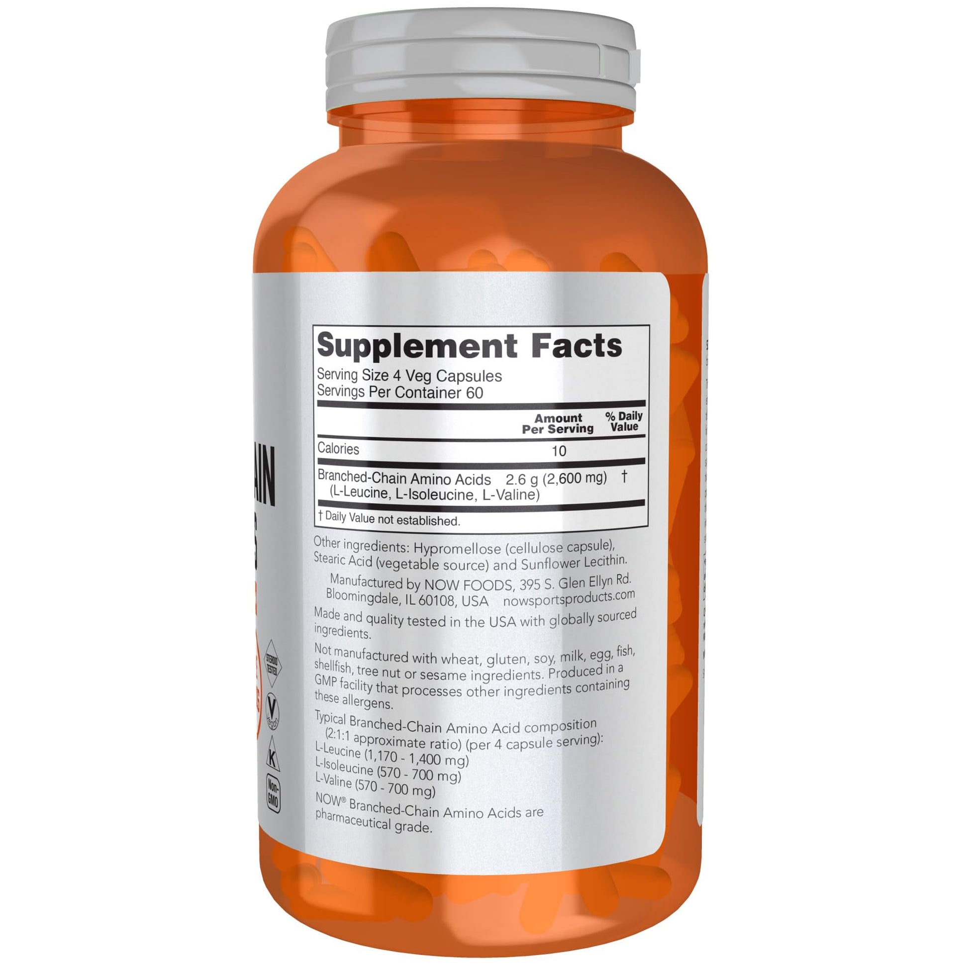 NOW Foods Sports Nutrition, Branched Chain Amino Acids, With Leucine, Isoleucine and Valine, 240 Veg Capsules Nirvana Guru