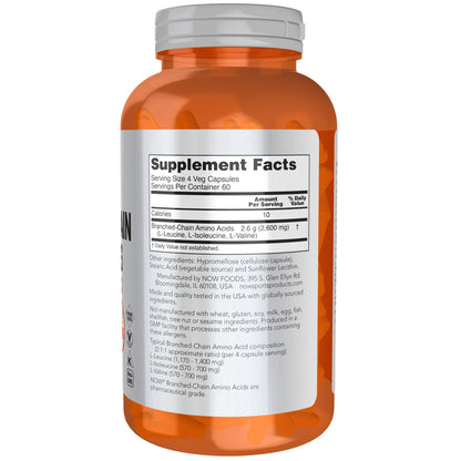 NOW Foods Sports Nutrition, Branched Chain Amino Acids, With Leucine, Isoleucine and Valine, 240 Veg Capsules Nirvana Guru