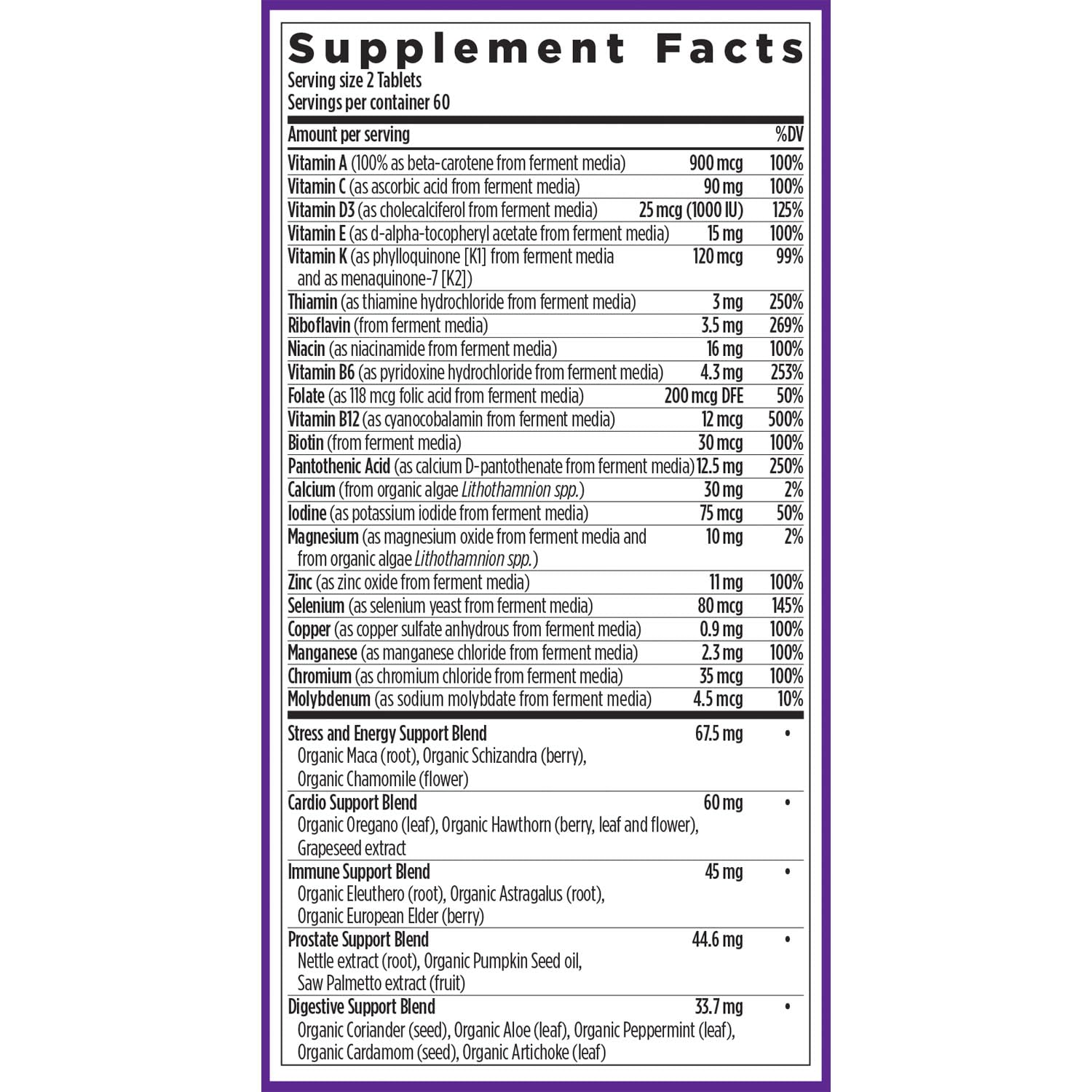New Chapter Men's Multivitamin Advanced Formula for Stress, Brain, Immune, Heart & Energy Support, Higher Levels of Whole-Food Fermented Essential Nutrients for Men + Selenium + B Vitamins, 120 ct - Nirvana Guru