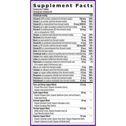 New Chapter Men's Multivitamin Advanced Formula for Stress, Brain, Immune, Heart & Energy Support, Higher Levels of Whole-Food Fermented Essential Nutrients for Men + Selenium + B Vitamins, 120 ct - Nirvana Guru