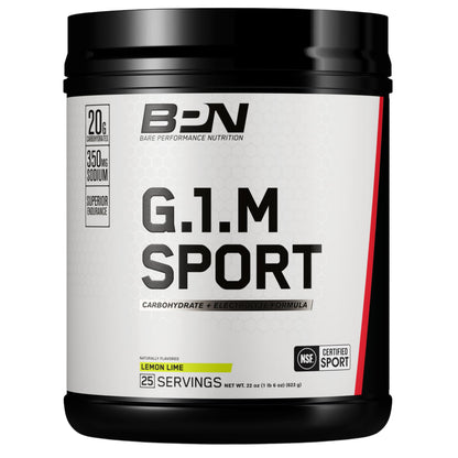 BARE PERFORMANCE NUTRITION, BPN G.1.M Go One More Sport, Endurance Training Fuel, Superior Carbohydrate & Electrolytes Powder Formula, Reduce Fatigue, Lemon Lime, 25 Servings