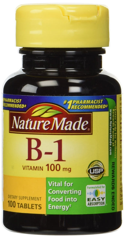 Nature Made Vitamin B1 100 mg, Dietary Supplement for Energy Metabolism Support, 100 Tablets, 100 Day Supply - Nirvana Guru