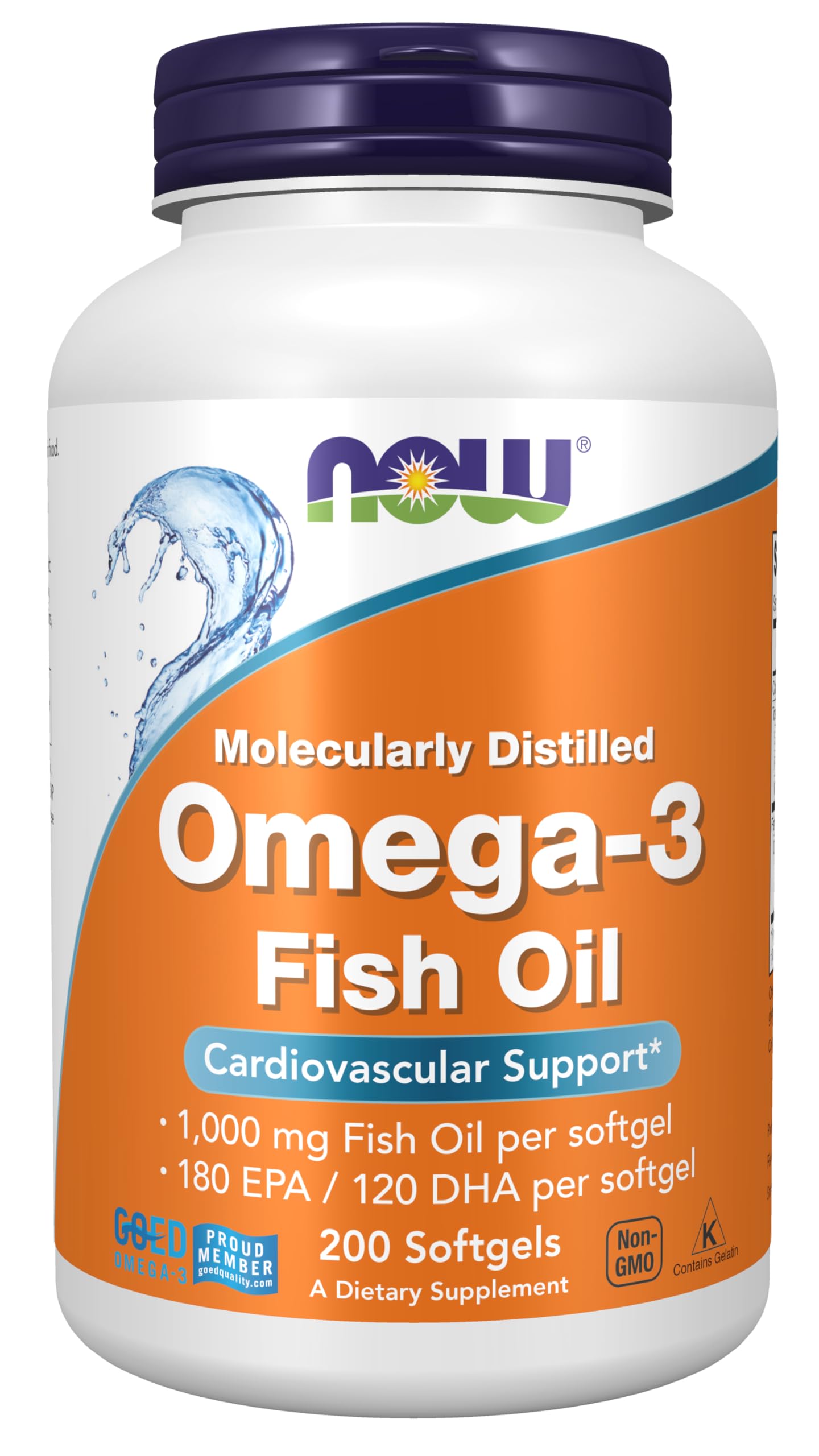 NOW Foods Supplements, Omega-3 180 EPA / 120 DHA, Molecularly Distilled, Cardiovascular Support*, 200 Softgels - Nirvana Guru