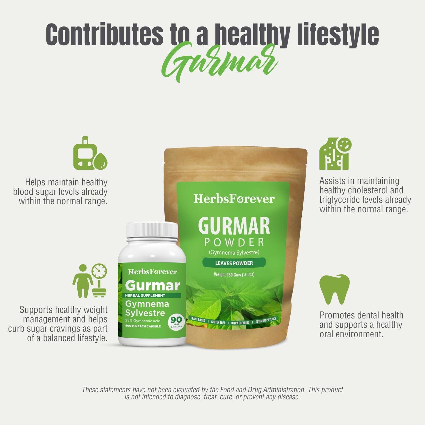 Gurmar Powder Leaves Powder Gymnema Sylvestre Support Healthy Sweet Level Non GMO, Organic, Vegan 230 GMS Nirvana Guru