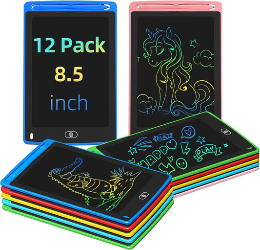 12 Pack LCD Writing Tablet for Kids, 8.5 Inch Colorful Doodle Board Drawing Tablet, Erasable Doodle Pad for Toddlers, Educational Learning Toys Birthday Gifts for Boys Girls Age 3 4 5 6 7 8 Nirvana Guru