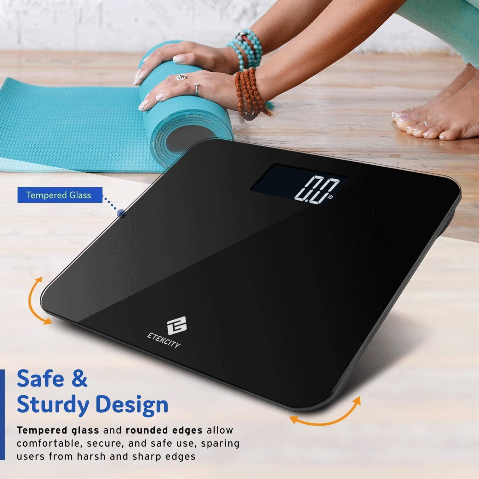 Etekcity Digital Body Weight Bathroom Scale, Large Blue LCD Backlight Display, High Precision Measurements,6mm Tempered Glass, 400 Pounds Nirvana Guru