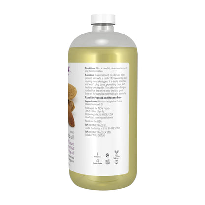 NOW Foods Solutions, Sweet Almond Oil, 100% Pure Moisturizing Oil, Promotes Healthy-Looking Skin, Unscented Oil, 16-Ounce,Package may vary - Nirvana Guru