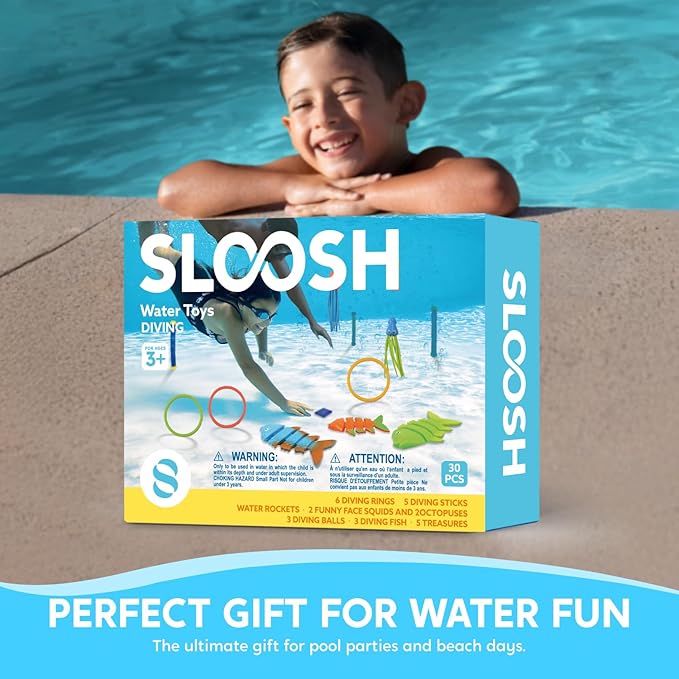 JOYIN 30 Pcs Diving Pool Toys for Kids Ages 3-12 Jumbo Set with Storage Bag Pool Games Summer Swim Water FishToys nirvanaguru