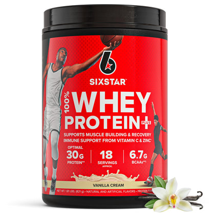 Six Star Whey Protein Powder Plus - Muscle Building & Recovery Formula with Whey Isolate Powder, BCAAs, 30g Protein, Immune Support - Post-Workout Supplement - Triple Chocolate, 1.8 lbs