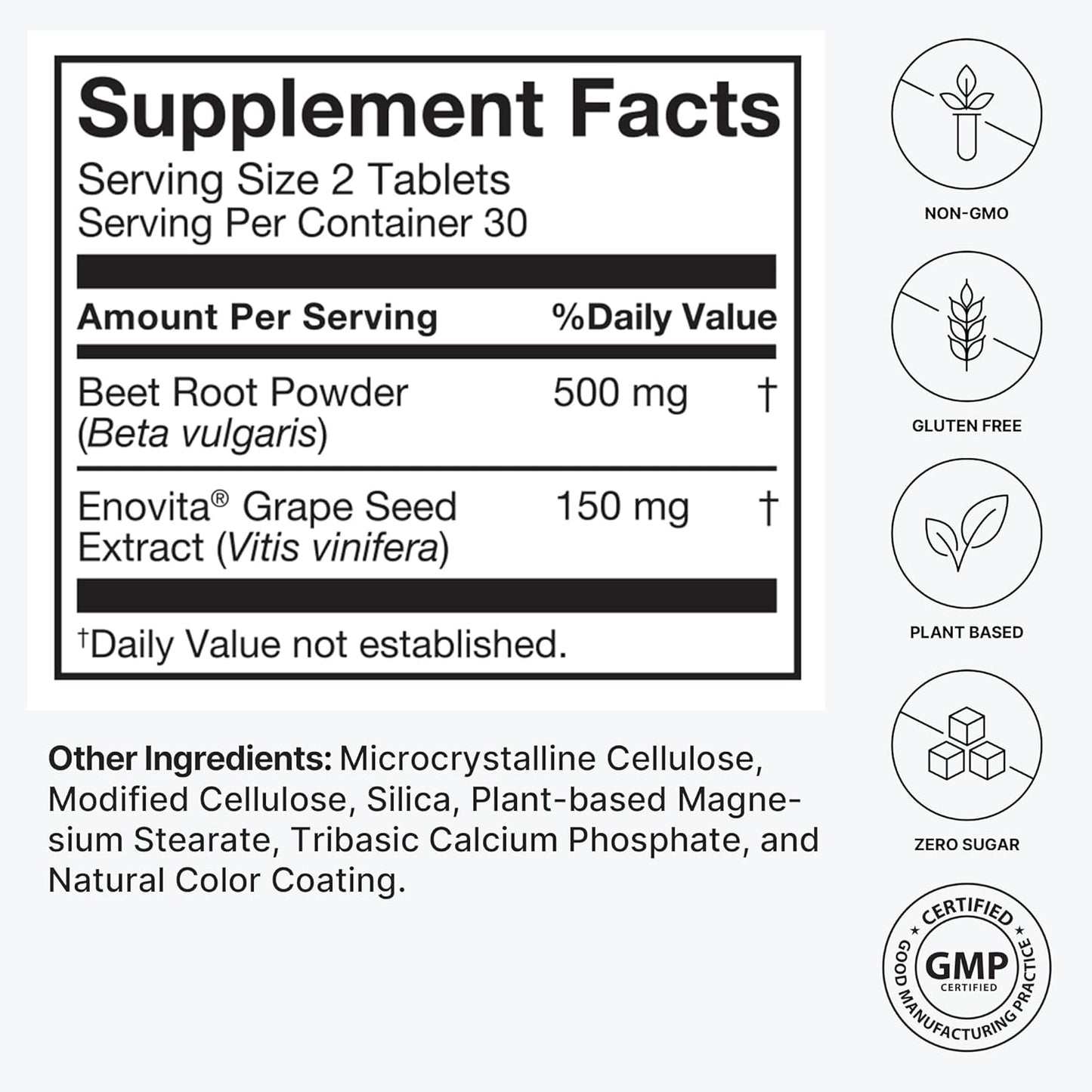 HumanN SuperBeets Heart Tablets Smooth Coat 500mg – Non-GMO Powder – Clinically Studied Antioxidants, 60 Count - Nirvana Guru