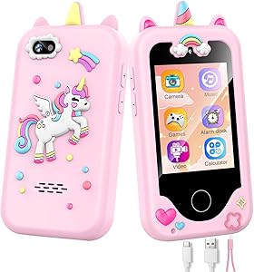 Kids Smart Phone with Dual Camera, Game & Music Player, Toddler Learning Play Toy Cell Phone, Gifts for Girls, Christmas, Birthday, Age 3-10, Light Pink Nirvana Guru