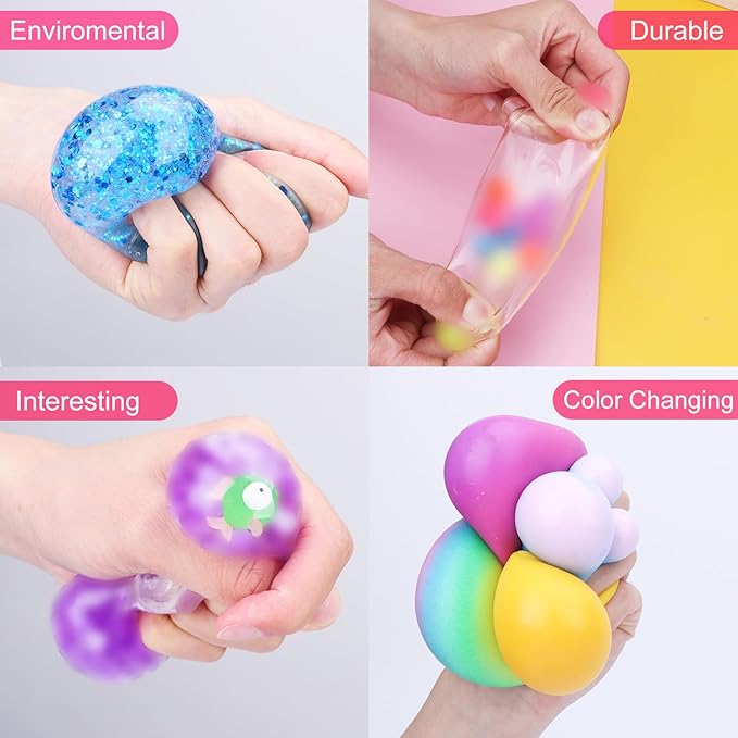 Stress Balls Set, Squishy Stress Ball, 4 Pack Squeeze Ball for Adults, Squeeze Ball for Adults Stress Relieve, Stress Relieve, Increase Entertainment nirvanaguru