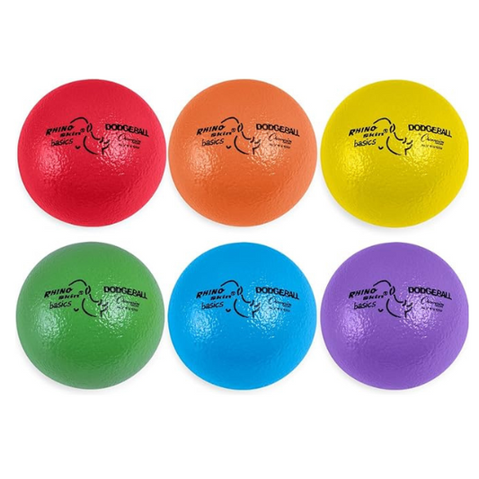 Champion Sports Rhino Skin Dodgeball Set – 6 Soft Foam Dodgeballs with Tear-Resistant Coating, Grip Surface, Low Bounce, Mesh Bag, Indoor & Outdoor Playground or PE Class Ball Set – 6” or 7” Nirvana Guru