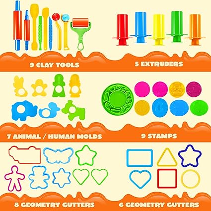 JOYIN 44 Clay Tools Set for Kids, Clay Accessories with Various Plastic Molds, Rolling Pins, Cutters nirvanaguru