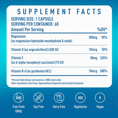 Magnesium Supplement Complex MGSPORT- High Absorption with Vitamins B6, D, E - Relieves Leg Cramps & Muscle Support - 60 Servings Nirvana Guru