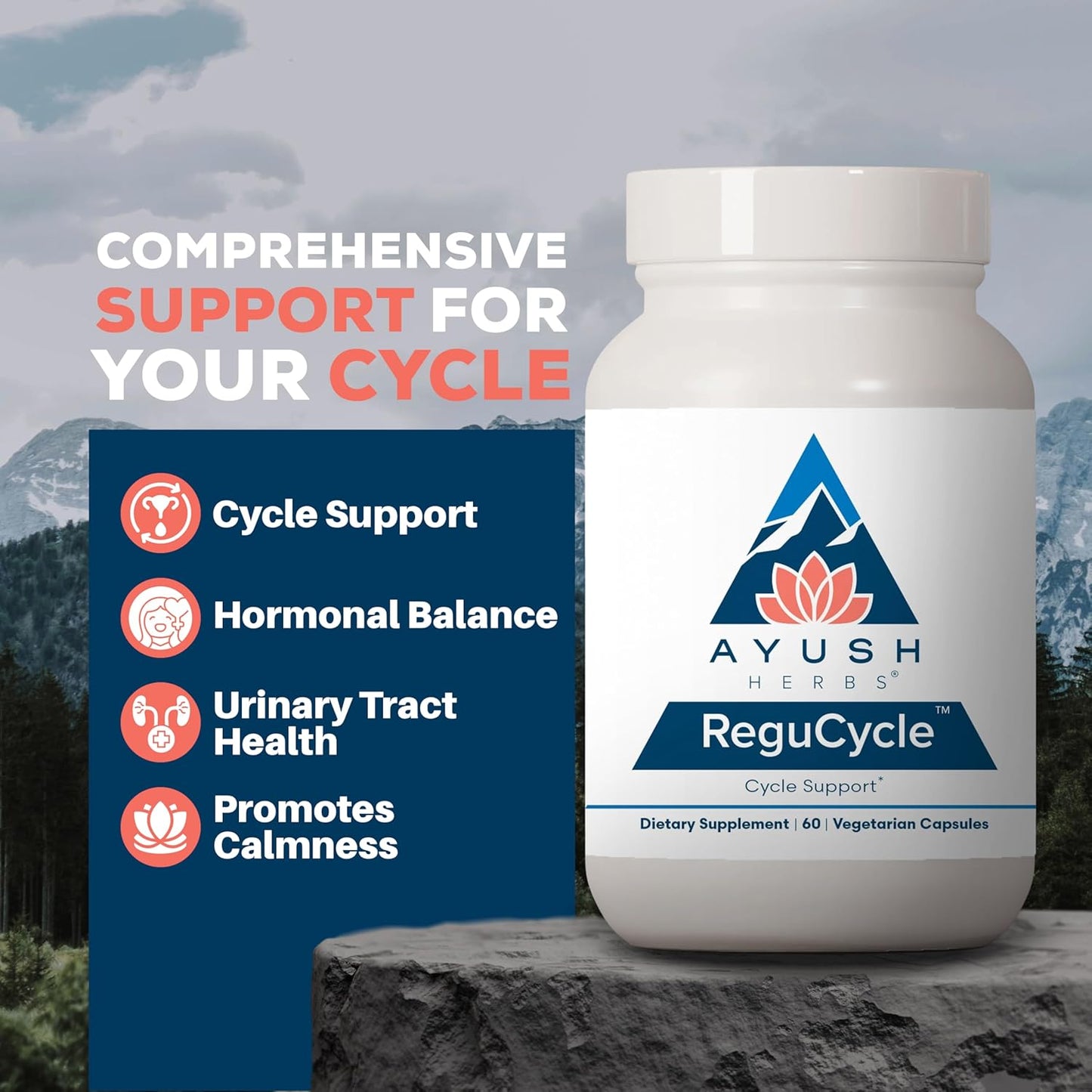 Ayush Herbs Regu-Cycle - Hormone Balance for Women, Hormonal Support, Period Support & Relief, Reproductive Health, Regulate Menstrual Cycle, Ovarian Support Supplement - 60 Vegetarian Capsules Nirvana Guru