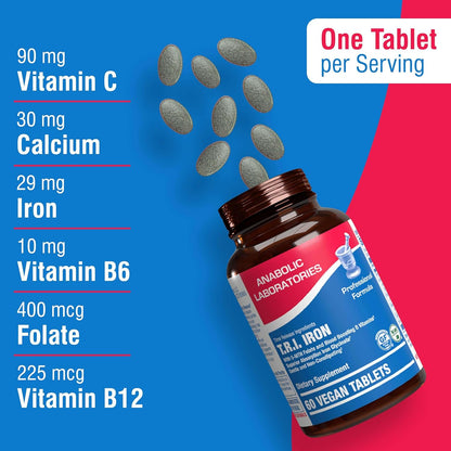Slow Release Iron Supplement with Vitamin C - High Absorption Gentle Iron with Vitamin C for Women with Methyl B Complex for Maximum Benefits - Stomach Friendly Vegan & Made in The USA - 60 Servings Nirvana Guru