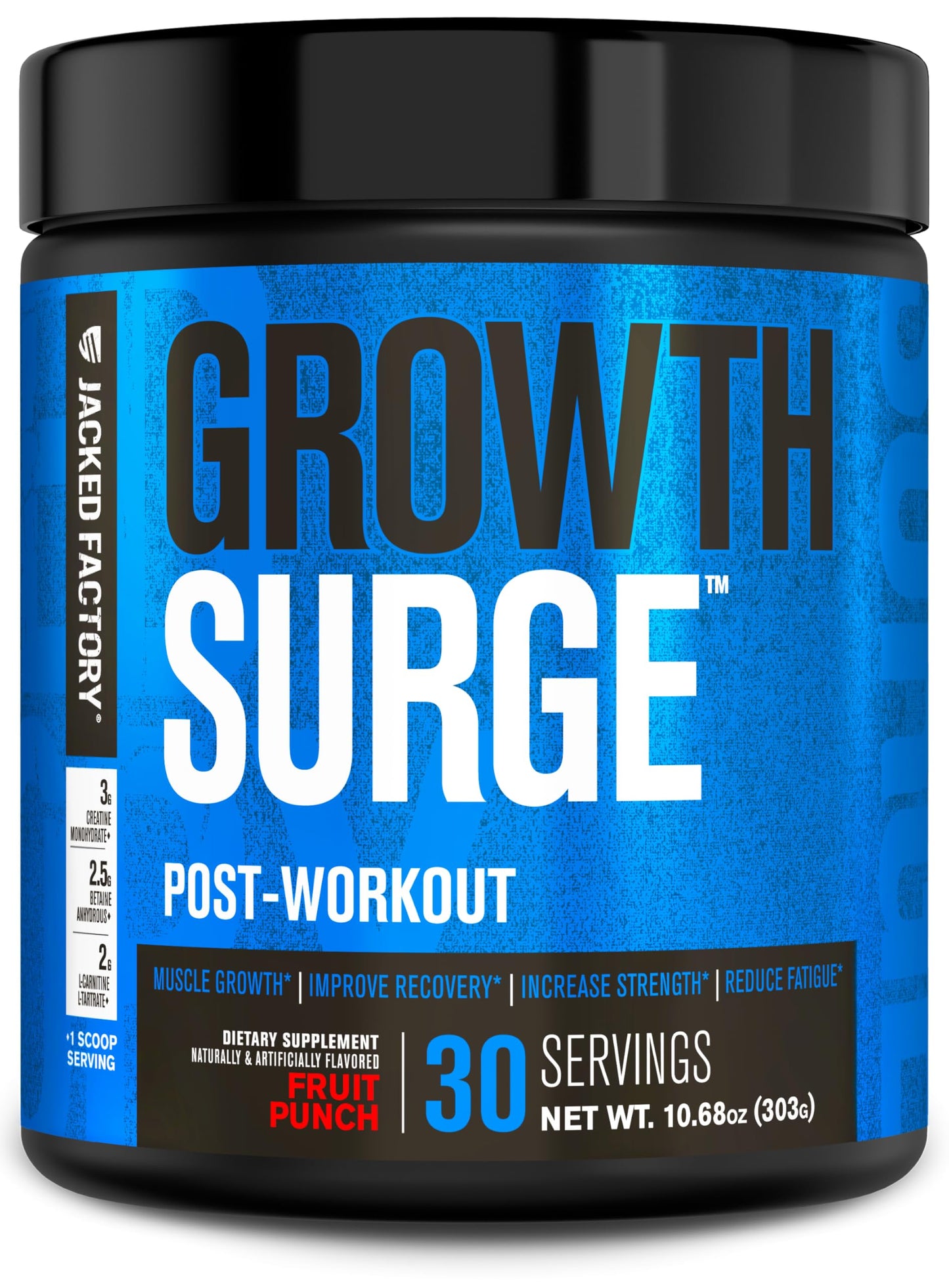 Jacked Factory Growth Surge Creatine Post Workout w/L-Carnitine - Daily Muscle Builder & Recovery Supplement with Creatine Monohydrate, Betaine, L-Carnitine L-Tartrate - 30 Servings, Swoleberry Nirvana Guru