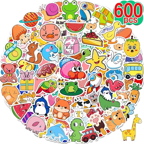 600 Pcs Cute Stickers for Kids, Water Bottle Stickers for Teens, Kawaii Vinyl Phone Laptop Skateboard Animal Waterproof Sticker, Bulk Aesthetic Sticker Packs for Boys Girls Teacher nirvanaguru