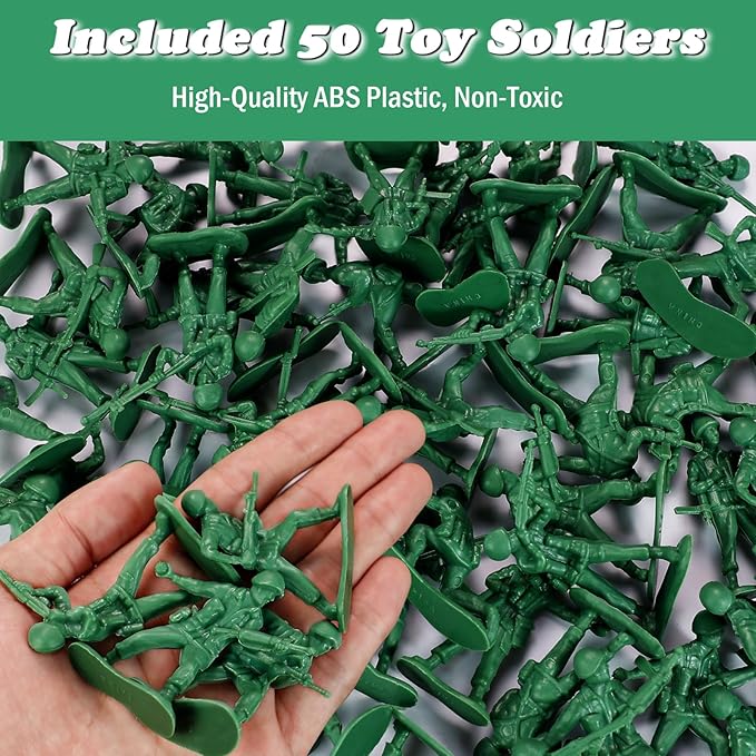 HAPTIME Classic Toy Soldiers Set (50 pcs), Green Army Men Action Figures, Plastic Military Toys for Boys- Inspire Creative Play and Learning Adventures for Kids nirvanaguru