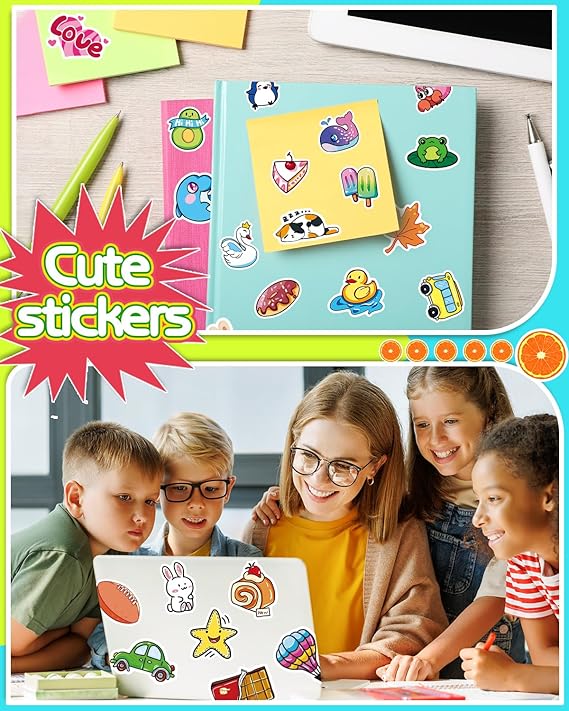 600 Pcs Cute Stickers for Kids, Water Bottle Stickers for Teens, Kawaii Vinyl Phone Laptop Skateboard Animal Waterproof Sticker, Bulk Aesthetic Sticker Packs for Boys Girls Teacher nirvanaguru