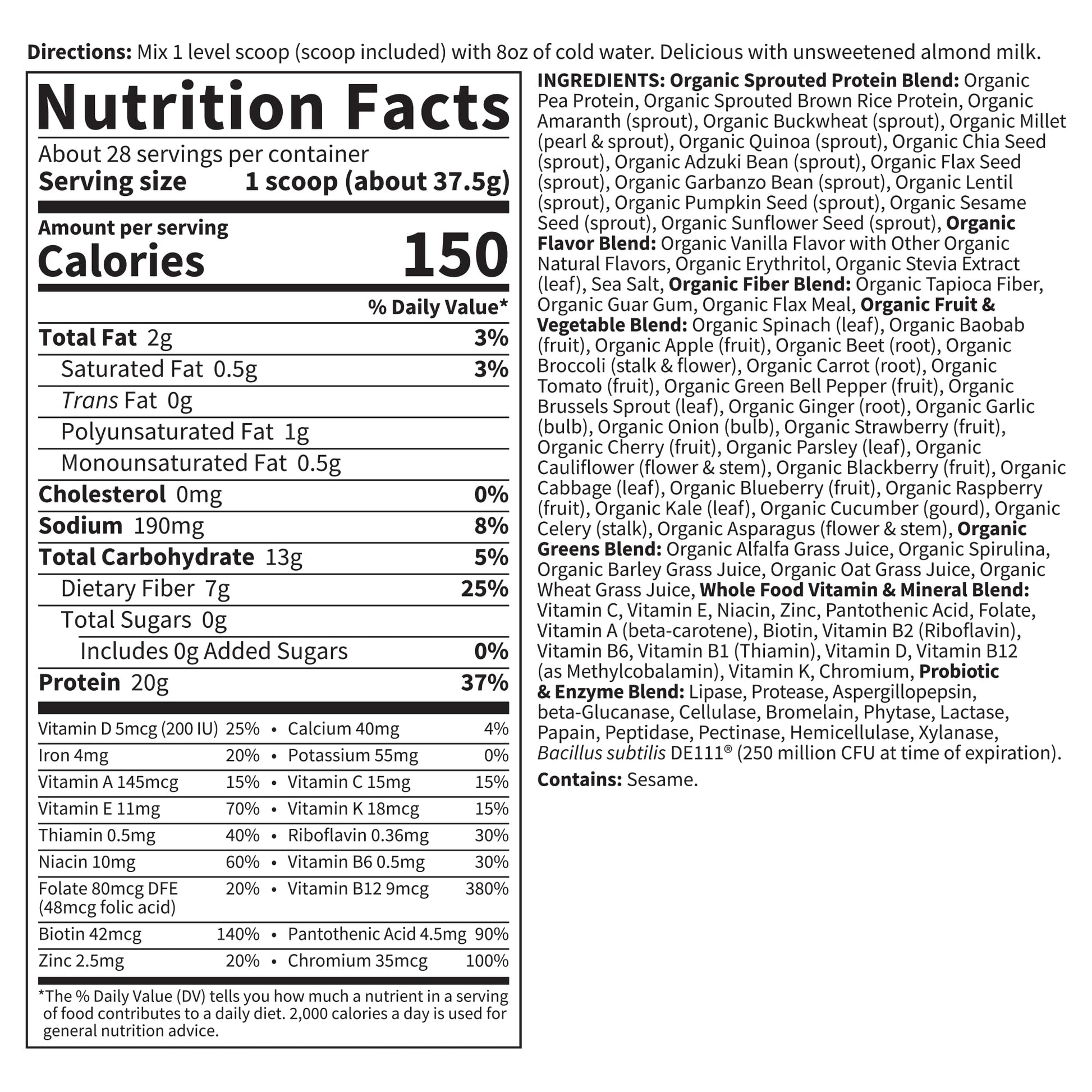 Garden of Life Meal Replacement Shakes, Vegan Raw Organic Protein Powder, Chocolate Protein Powder with Plant Based Pea Protein, Sprouts, Greens, Probiotics, Dairy Free 28 Servings - Nirvana Guru