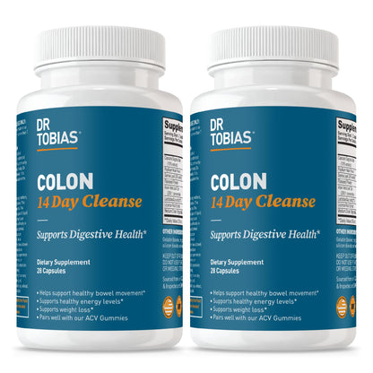 Dr. Tobias Colon 14 Day Cleanse, Advanced Gut Cleanse Detox for Women & Men with Cascara Sagrada, Psyllium Husk, Senna Leaf & Probiotics, Non-GMO Colon Cleanse, 28 Capsules 1-2 Daily