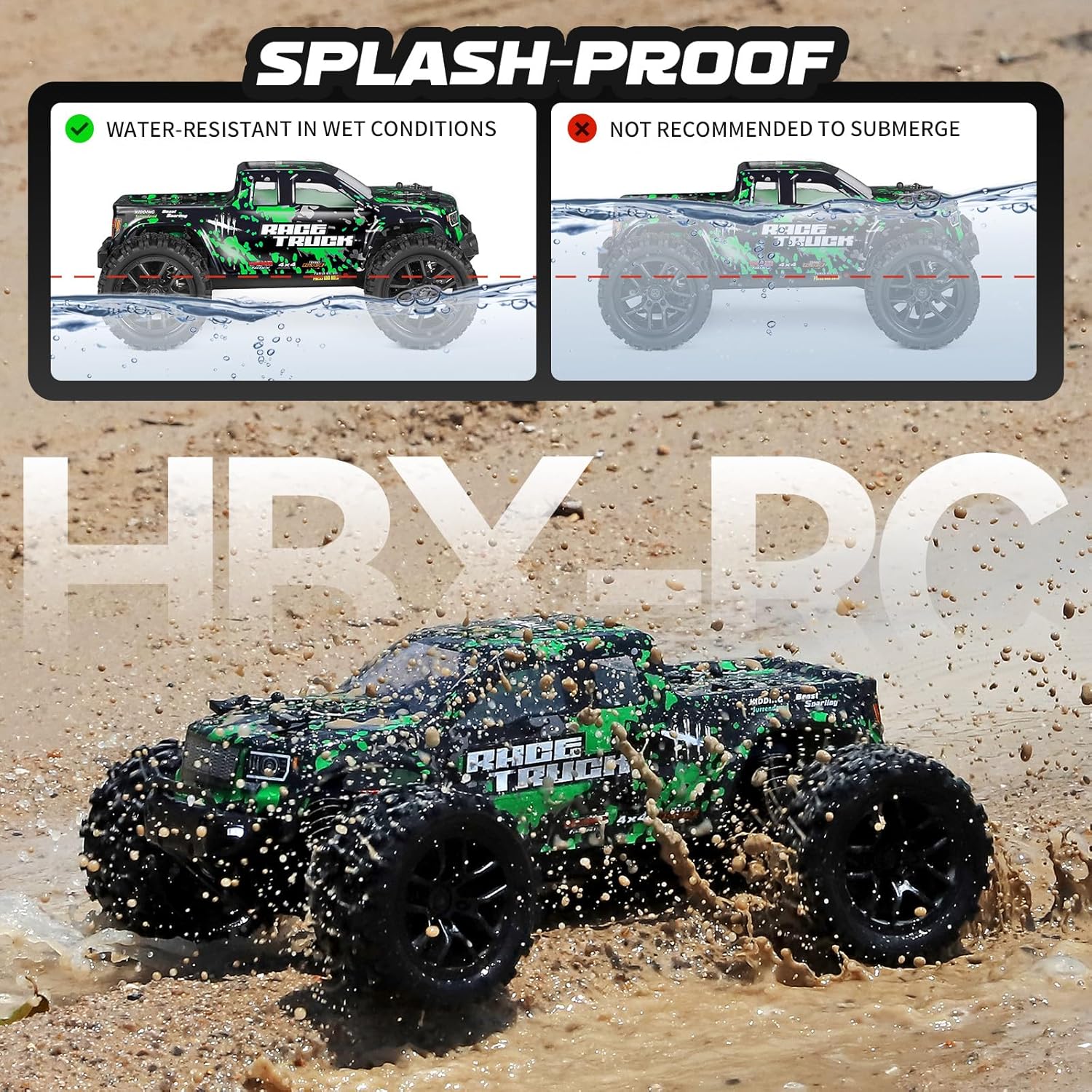 HAIBOXING 1:18 Scale All Terrain RC Car 18859, 36 KPH High Speed 4WD Electric Vehicle with 2.4 GHz Remote Control, 4X4 Waterproof Off-Road Truck with Two Rechargeable Batteries Nirvana Guru
