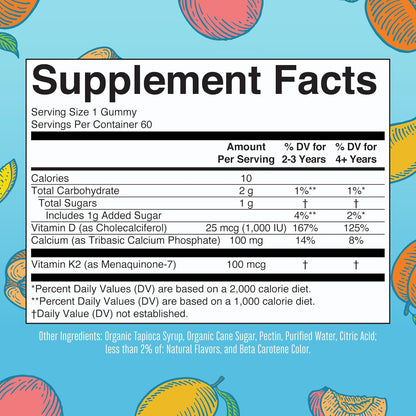 MaryRuth Organics Calcium with Vitamin D & Vitamin K2, 2 Month Supply, Calcium Supplement Supports Bone Health & Joint Support, with Vitamins D3 K2 Gummies, Vegan, Non-GMO, Gluten Free, 60 Count - Nirvana Guru