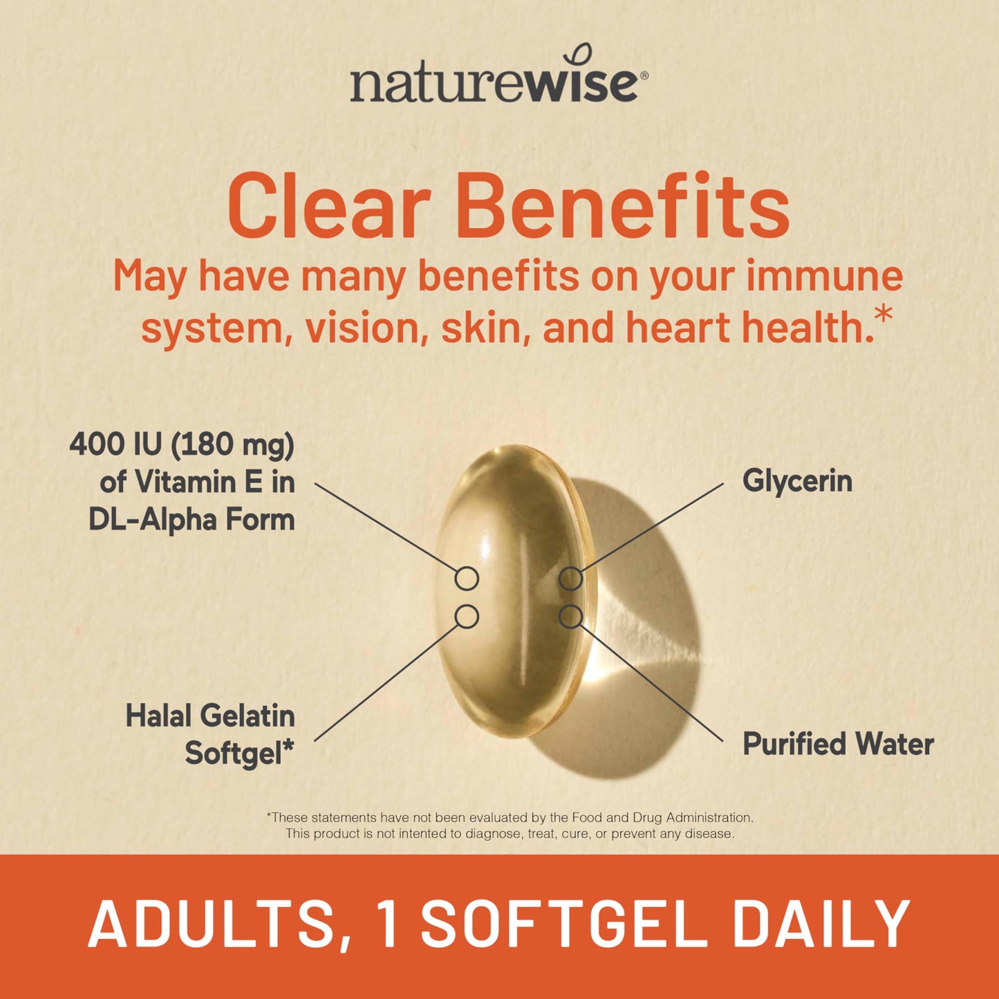 NatureWise Vitamin E 400 IU Softgels (180mg DL-Alpha) - Dairy, Gluten & Soy Free - Antioxidant-Rich Dietary Supplement for Skin, Heart, and Immune Health Support - 4-Month Supply, 120 Count Nirvana Guru