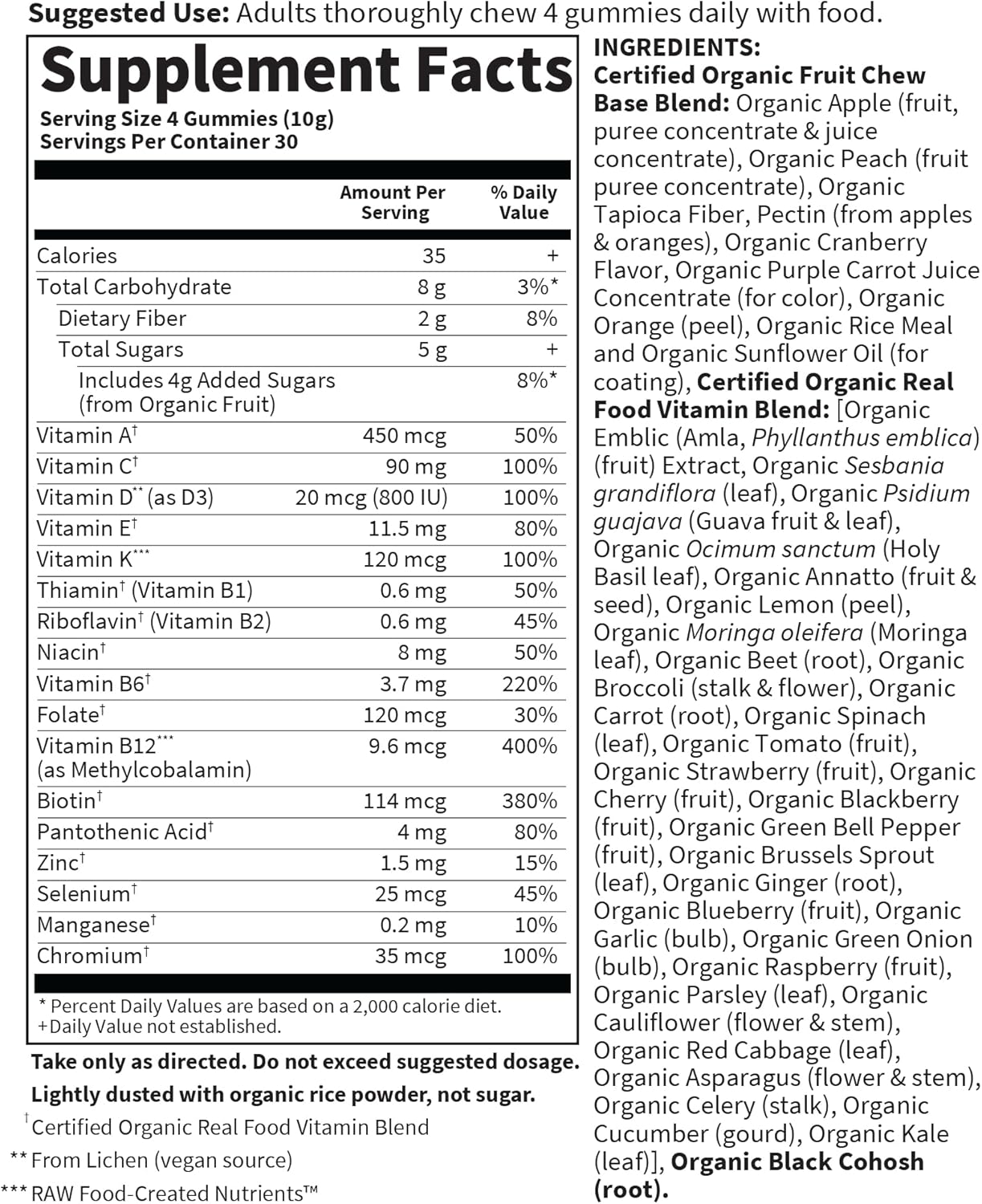 Garden of Life Organics Women 40+ Gummy Vitamins - Berry - Certified Organic, Non-GMO, Vegan, Kosher Complete Multi - Methyl B12, C & D3 - Gluten, Soy & Dairy Free, 120 Real Fruit Gummies - Nirvana Guru