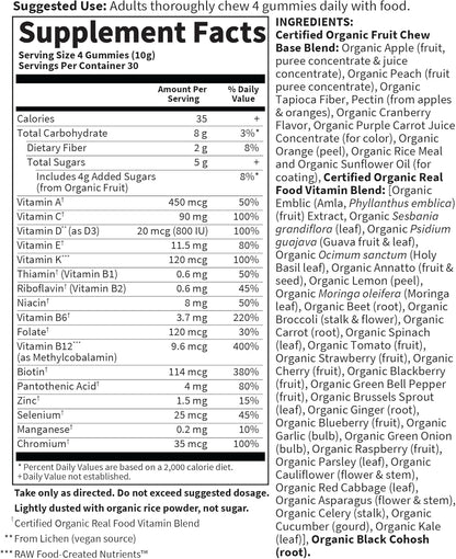 Garden of Life Organics Women 40+ Gummy Vitamins - Berry - Certified Organic, Non-GMO, Vegan, Kosher Complete Multi - Methyl B12, C & D3 - Gluten, Soy & Dairy Free, 120 Real Fruit Gummies - Nirvana Guru