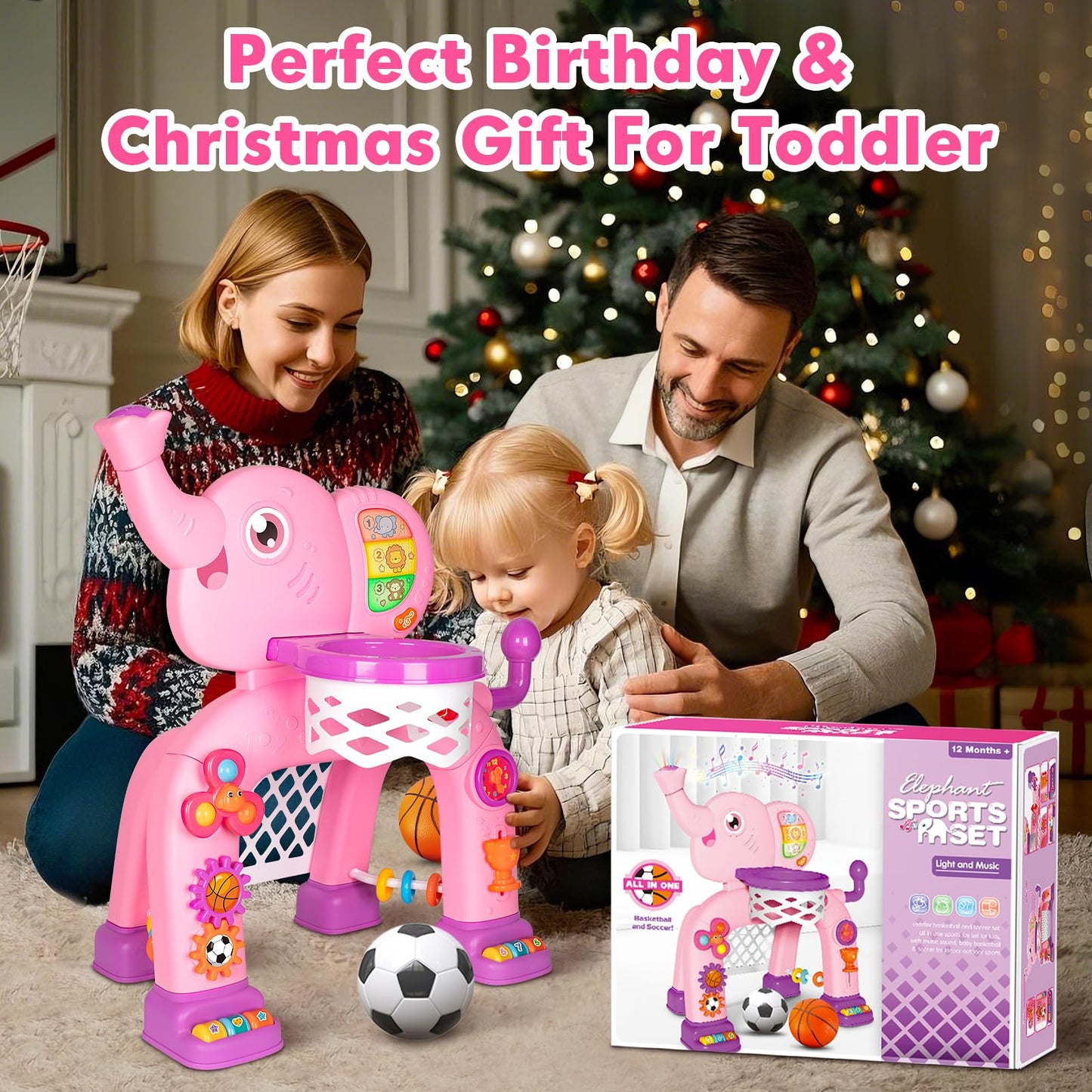 Toddler Basketball Hoop & Soccer Goal, Toys for 1 2 3 Year Old Boys Girls, Kids Sports Toy with Light Sound Music, Montessori Toys for Baby 12-18 Months, Christmas Birthday Gifts for Ages 1-3(Blue） Nirvana Guru