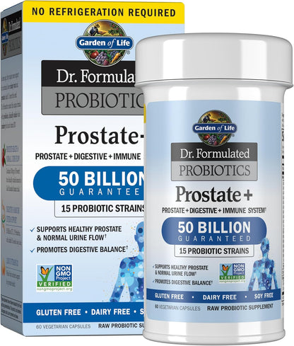 Garden of Life Dr. Formulated Probiotics Prostate+ - Acidophilus and Probiotic Supports Healthy Prostate and Digestive Balance - Gluten, Dairy, and Soy-Free - 60 Vegetarian Capsules - Nirvana Guru