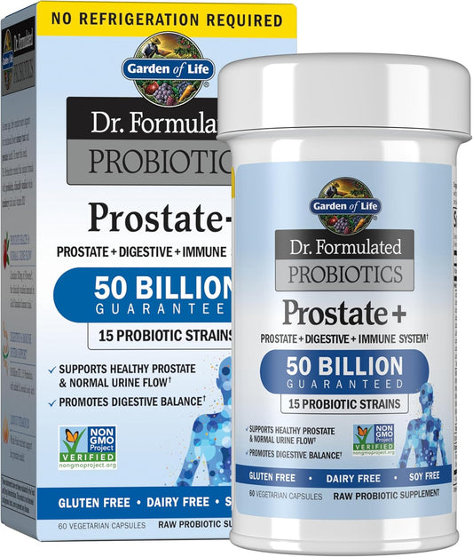 Garden of Life Dr. Formulated Probiotics Prostate+ - Acidophilus and Probiotic Supports Healthy Prostate and Digestive Balance - Gluten, Dairy, and Soy-Free - 60 Vegetarian Capsules - Nirvana Guru