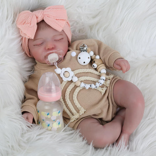 Lifelike Reborn Baby Dolls-20 inch Sleeping Realistic Newborn Baby Dolls, Soft Cloth Body with Feeding Toy for Kids Age 3 + Nirvana Guru