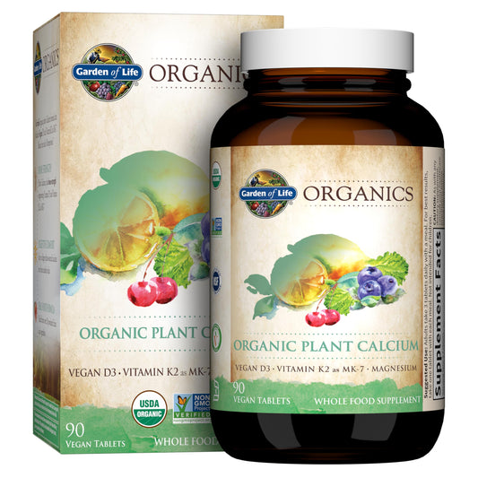 Garden of Life Organics Plant Calcium Supplement Made from Whole Foods with Magnesium, Vitamin D as D3, and Vitamin K as MK7, Gluten-Free - 30 Day Count - Nirvana Guru