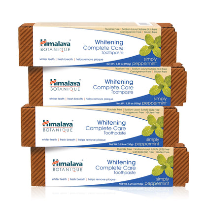 Himalaya Botanique Whitening Complete Care Toothpaste, Teeth Whitening, Fights Plaque, Fluoride Free, No Artificial Flavors, SLS Free, Cruelty Free, Foaming, Simply Mint Flavor, 5.29 Oz, 2 Pack - Nirvana Guru