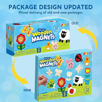 JOYIN 12 Wooden Magnet Creativity Arts & Crafts Painting Kit for Kids, Decorate Your Own Painting Gift for Easter Basket Stuffers, Birthday Parties and Family Crafts, Party Favors for Boys Girls nirvanaguru
