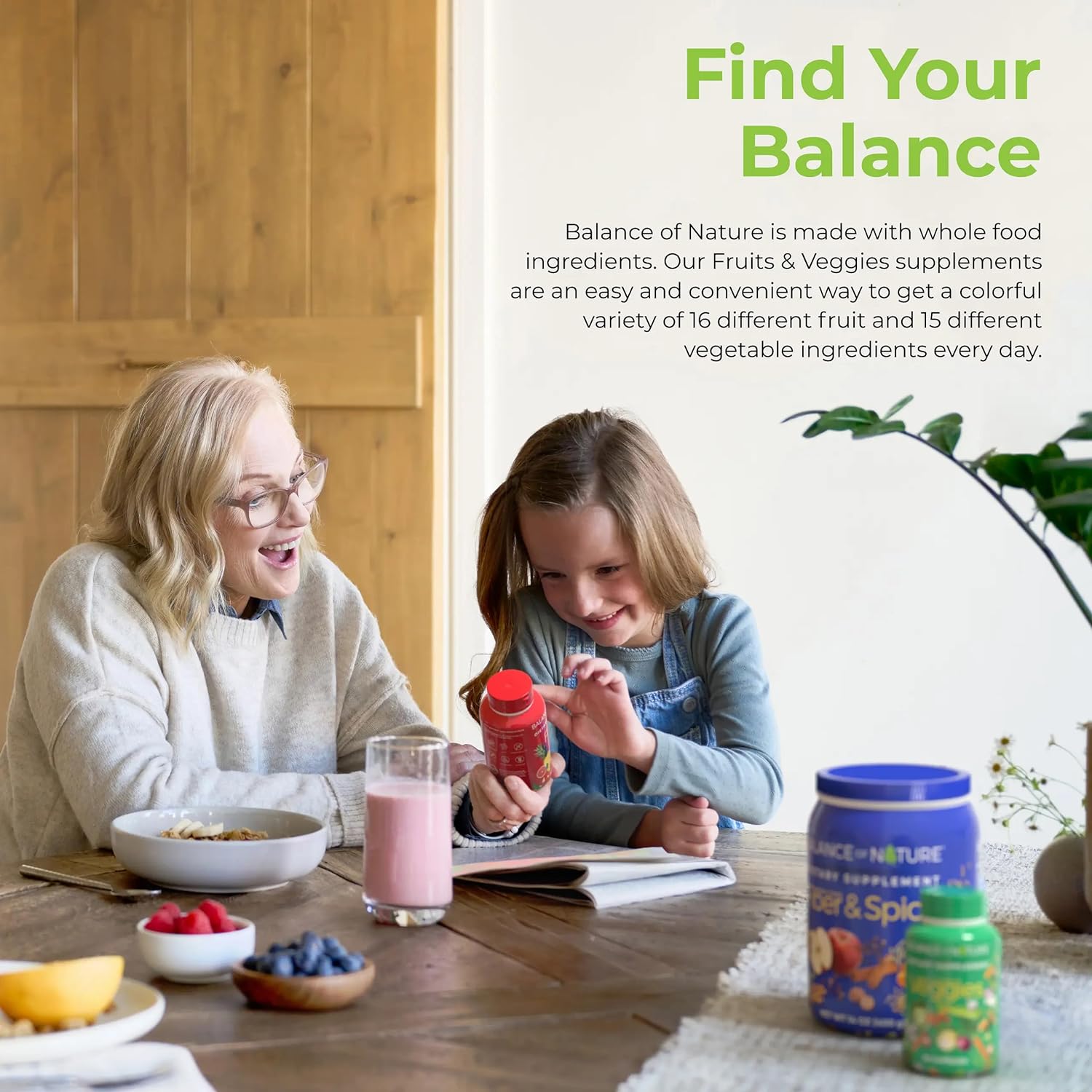 Balance of Nature Fruits and Veggies Supplements - Whole Fruit and Vegetable Ingredients for Women, Men, and Kids - 90 Fruit Capsules, 90 Veggie Capsules - 1 Set Nirvana Guru