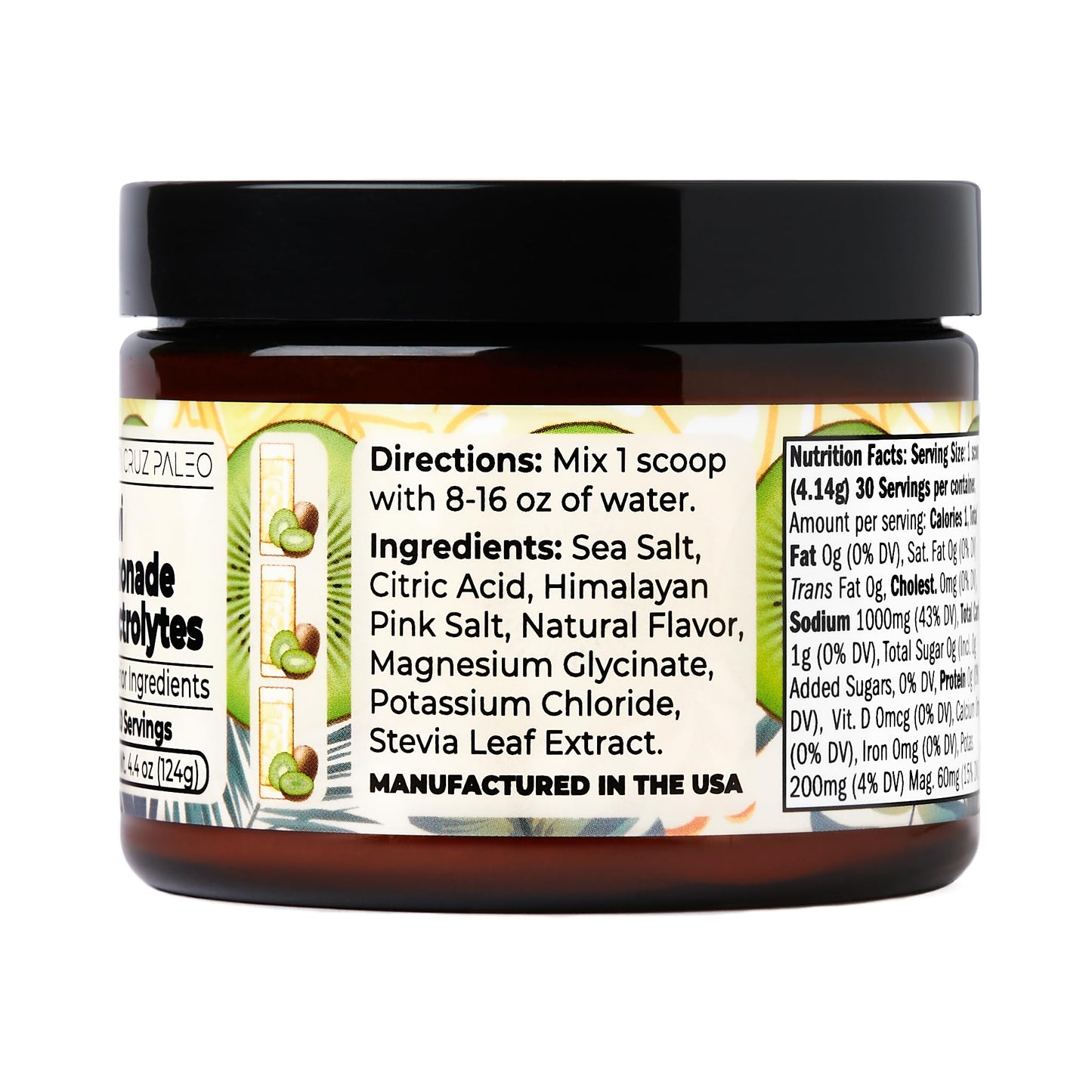 Santa Cruz Paleo Electrolyte Powder, Lemonade Flavor, Sugar Free Hydration Drink Mix with Himalayan Pink Salt, Sea Salt, Magnesium Glycinate, Potassium Chloride, Sweetened with Stevia, 30 Servings