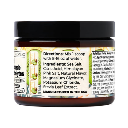 Santa Cruz Paleo Electrolyte Powder, Lemonade Flavor, Sugar Free Hydration Drink Mix with Himalayan Pink Salt, Sea Salt, Magnesium Glycinate, Potassium Chloride, Sweetened with Stevia, 30 Servings