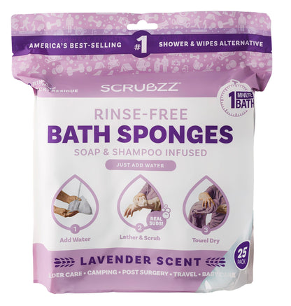 Scrubzz Disposable Rinse Free Bathing Wipes - 25 Pack - All-in-1 Single Use Shower Wipes, Simply Dampen, Lather, and Dry Without Shampoo or Rinsing Nirvana Guru