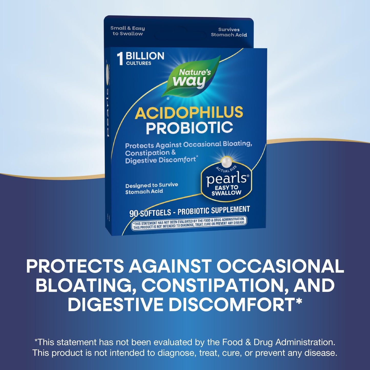 Nature's Way Acidophilus Probiotic Pearls, Supports Digestive Balance and Gut Health*, Protects Against Occasional Constipation and Bloating*, 1 Billion Live Cultures, 90 Softgels (Packaging May Vary) - Nirvana Guru