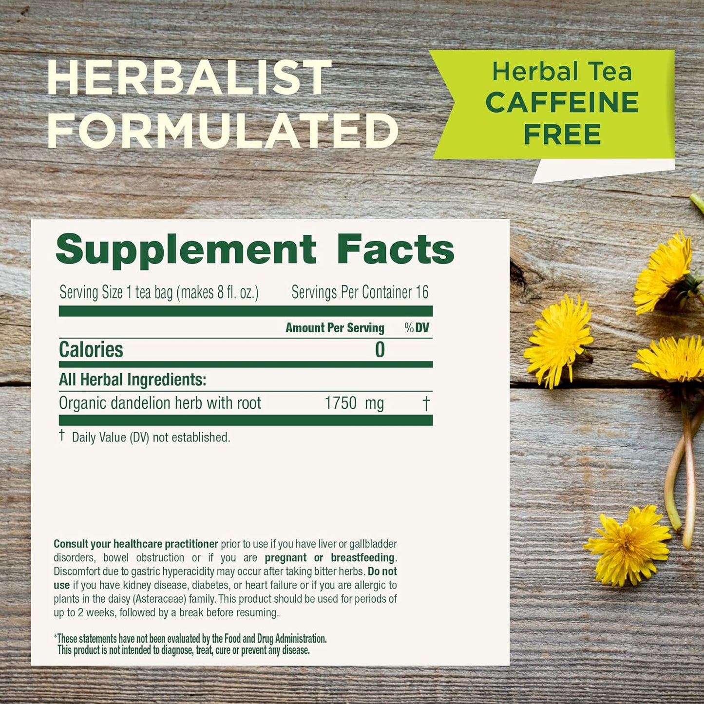 Traditional Medicinals Organic Dandelion Leaf & Root Herbal Tea (Pack of 1), Supports Kidney Function and Healthy Digestion, 16 Tea Bags Total - Nirvana Guru