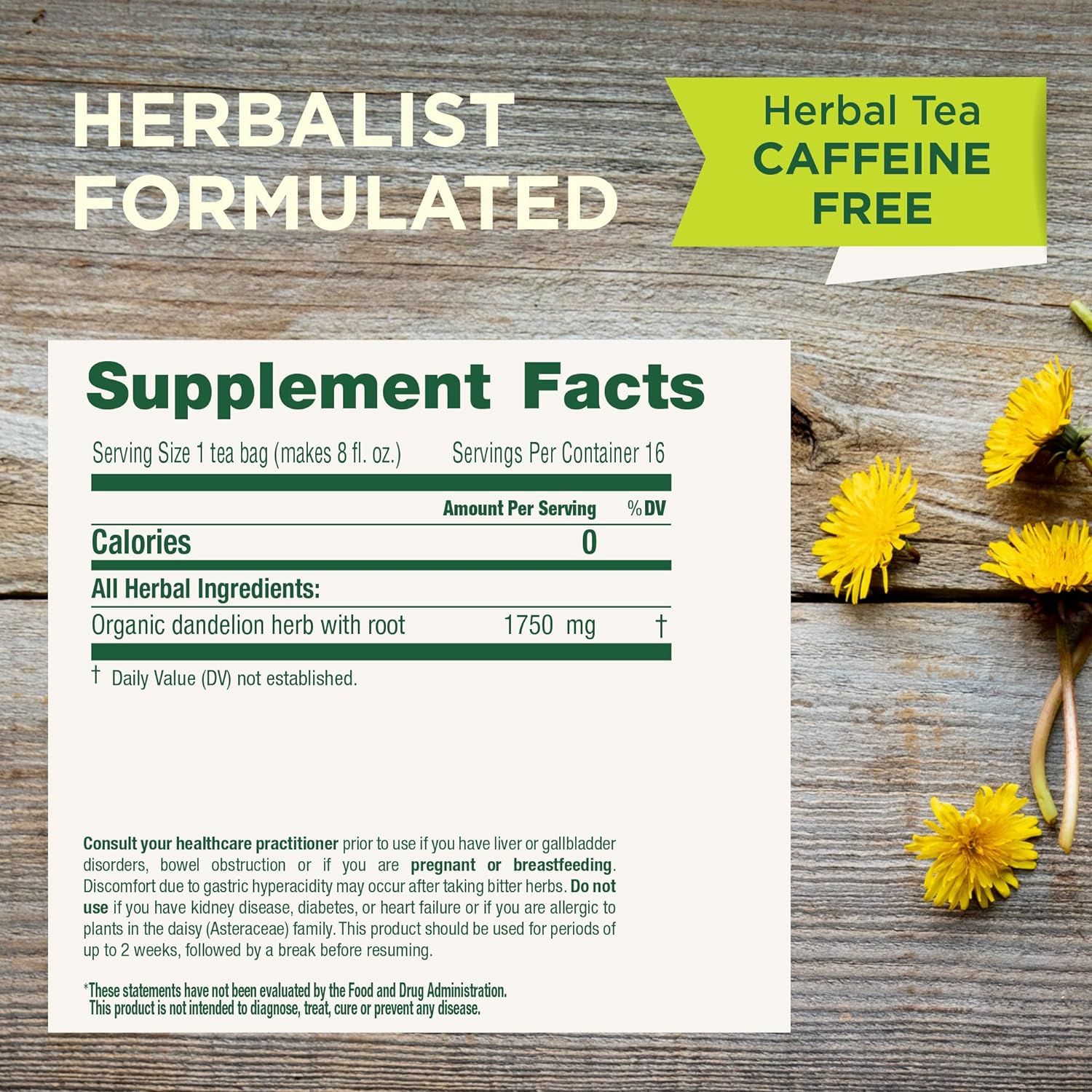 Traditional Medicinals Organic Dandelion Leaf & Root Herbal Tea (Pack of 1), Supports Kidney Function and Healthy Digestion, 16 Tea Bags Total - Nirvana Guru