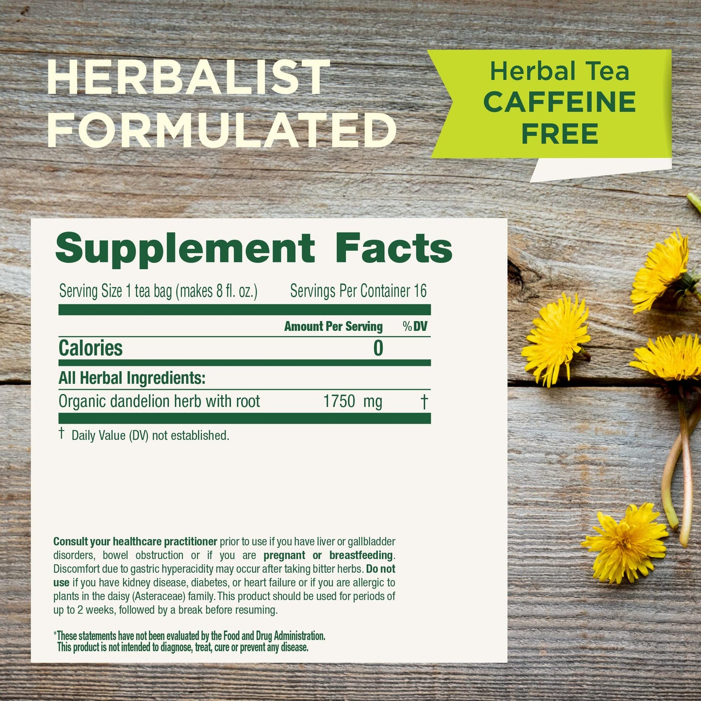 Traditional Medicinals Tea, Organic Dandelion Leaf & Root, Supports Kidney Function & Healthy Digestion, 16 Tea Bags - Nirvana Guru