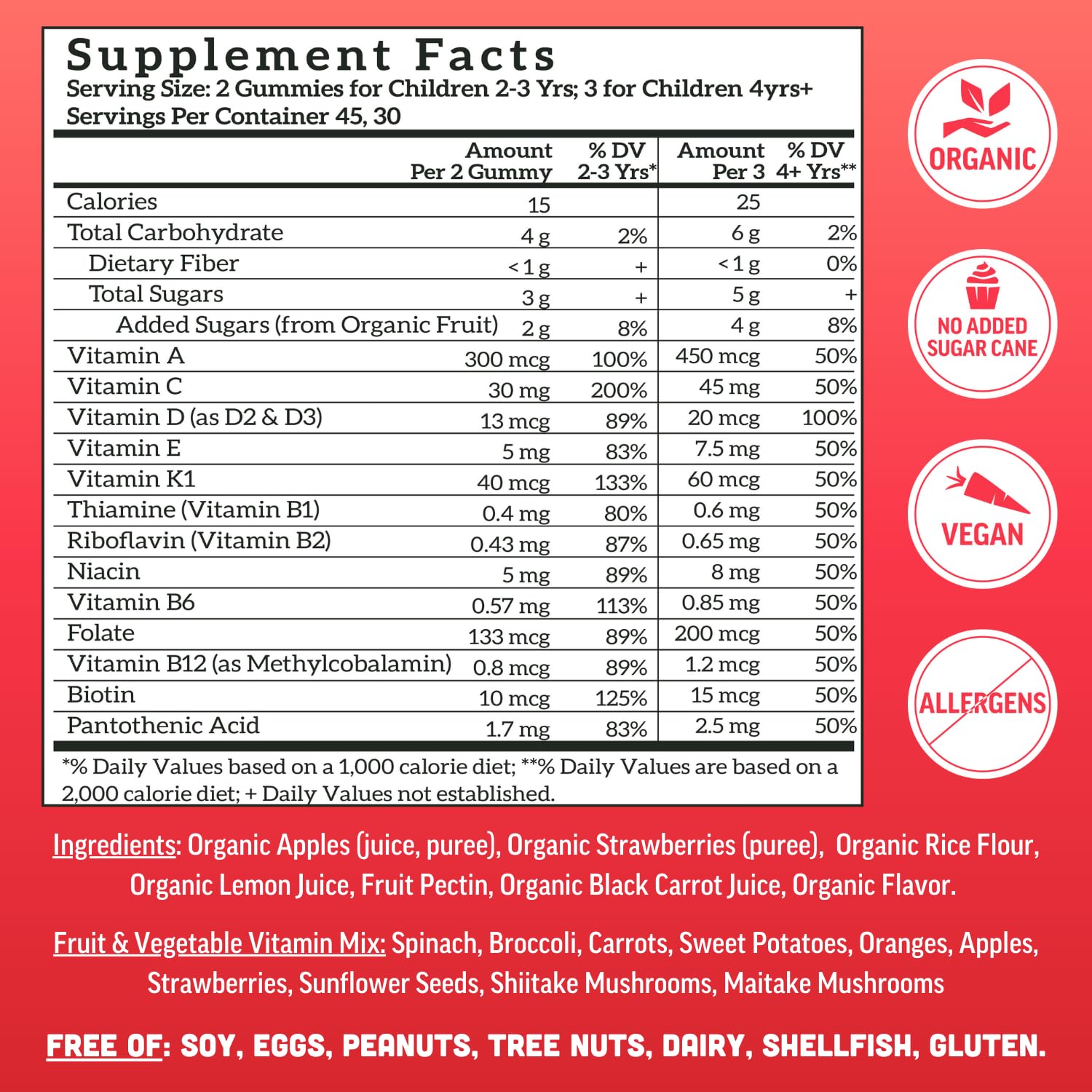 Llama Naturals Kids Multivitamin Gummies, Vegan, Organic with Vitamin D, C & K, Toddler Real Fruit Gummy Vitamins, Chewable Supplement, Whole Food Multivitamin, No Added Sugar Cane, Strawberry, 90 Ct Nirvana Guru