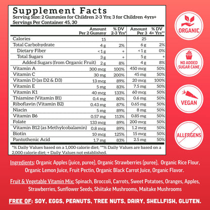 Llama Naturals Kids Multivitamin Gummies, Vegan, Organic with Vitamin D, C & K, Toddler Real Fruit Gummy Vitamins, Chewable Supplement, Whole Food Multivitamin, No Added Sugar Cane, Strawberry, 90 Ct Nirvana Guru